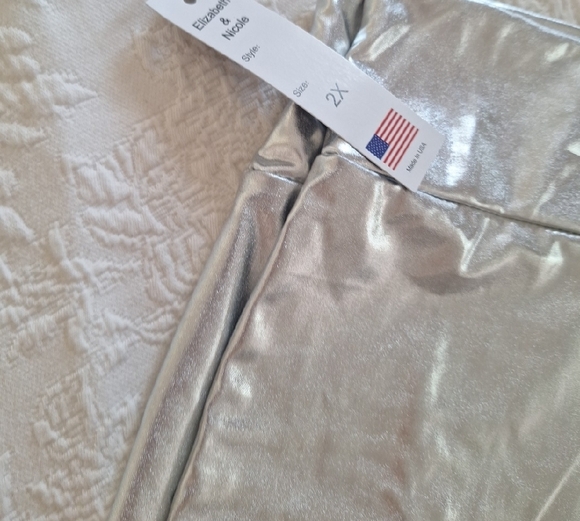 Shimmering Silver Womens 2X Leggings Elizabeth & Nicole - Picture 8 of 11
